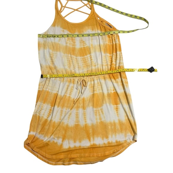 Chaser Tie Dyed Strappy Back Shirttail Mini Dress Goldfish Beach Summer Medium - Picture 13 of 13